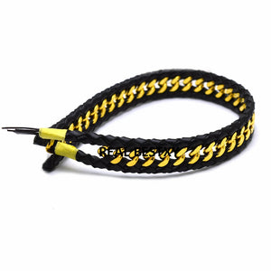 Flat Braided Leather Cord with Stainless Steel Chain for Bracelet Making