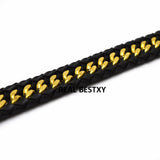 Flat Braided Leather Cord with Stainless Steel Chain for Bracelet Making
