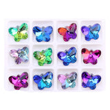14mm Butterfly Pendant Beads Glass Charms Gems Crystal DIY 12pcs/lot