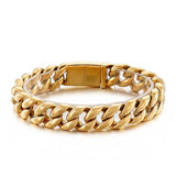 14mm Cuban Link Chain Bracelet Bangle 8.66 Inch 316L Stainless Steel