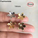 14mm Brass Floral Bead Caps for DIY Jewelry, Gold/Steel/Bronze Flowers Headwear