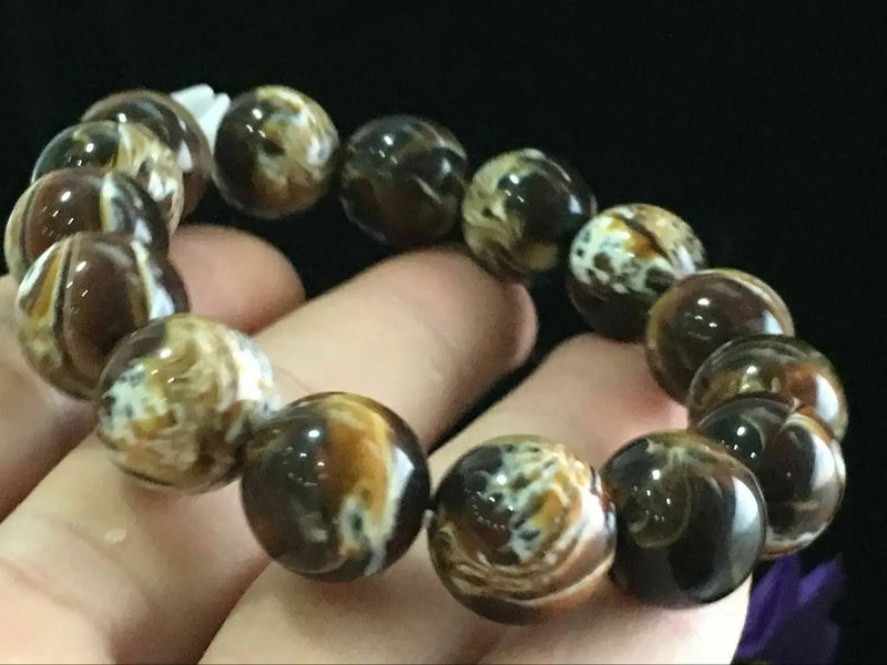 14mm Natural Mexican Sky Beeswax Amber Beads Bracelet