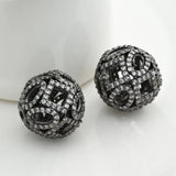 14mm Flower Hollow Round Beads DIY Cubic Zirconia Spacer Copper Metal Beads