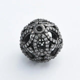 14mm Flower Hollow Round Beads DIY Cubic Zirconia Spacer Copper Metal Beads