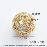 14mm Flower Hollow Round Beads DIY Cubic Zirconia Spacer Copper Metal Beads