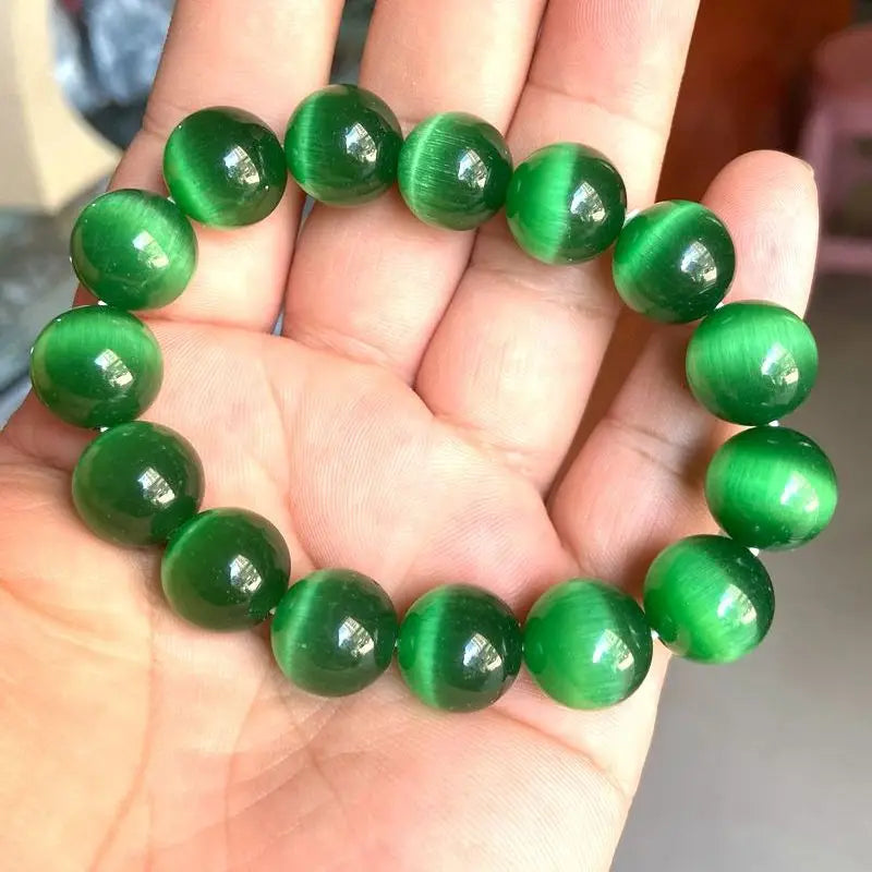 14mm Green Beads Selenite Bracelet Gemstone Stone Crystal Reiki Healing