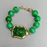 Green Jade Buddha Carved Bracelet Charm Religious Jewelry