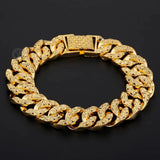 14mm Hammered Cuban Link Bracelet Yellow Chain Bracelet