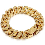 14mm Hammered Cuban Link Bracelet Yellow Chain Bracelet