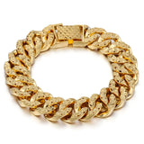 14mm Hammered Cuban Link Bracelet Yellow Chain Bracelet