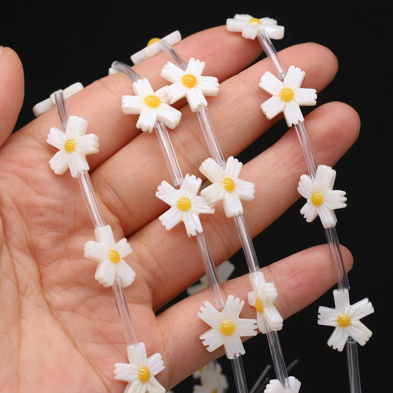 Hand-Carved Flower Shell Bead Charm for DIY Jewelry