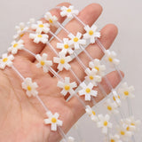 Hand-Carved Flower Shell Bead Charm for DIY Jewelry