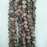 14mm Rhodonite Stone Heart Beads for Jewelry Making - Loose Stone Beads DIY