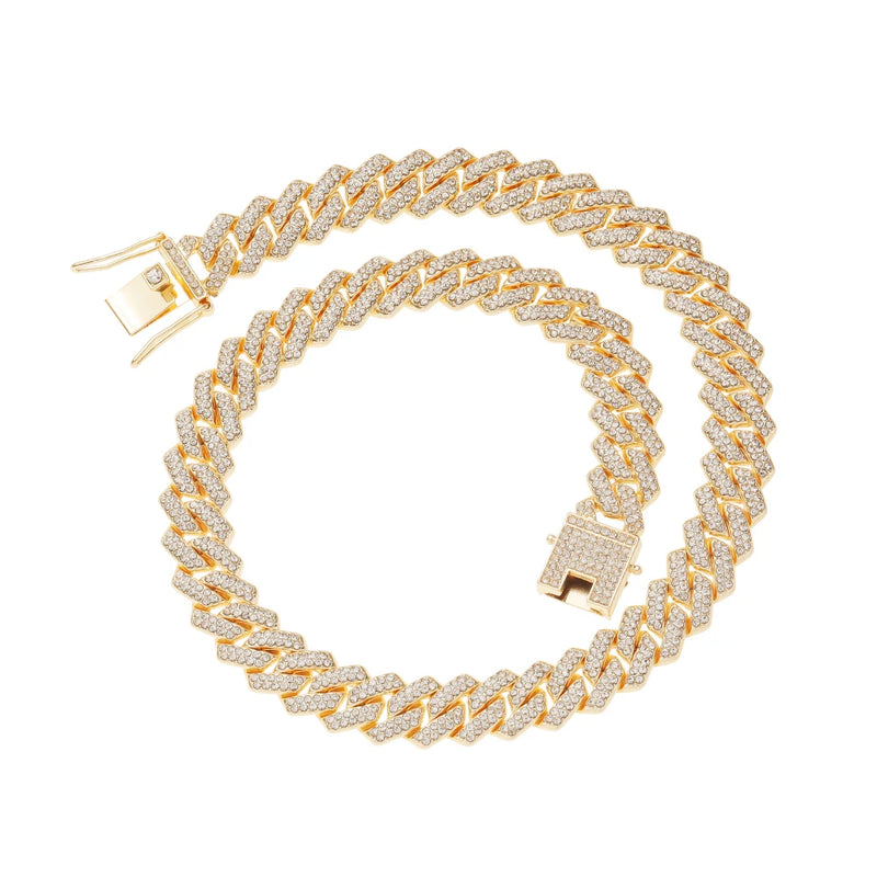 14mm Hip Hop Iced out Cuban Chain Necklace Bling bling Jewelry