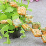 14mm Hot Yellow Riverstones Rain Flower Rainbow Stone Gems Loose Beads