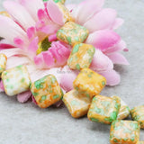 14mm Hot Yellow Riverstones Rain Flower Rainbow Stone Gems Loose Beads