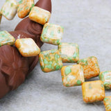 14mm Hot Yellow Riverstones Rain Flower Rainbow Stone Gems Loose Beads