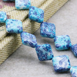 14mm Hot Riverstones Rain Flower Rainbow Stones Gems Diagonal Square