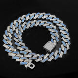 14mm Rhombus Prong Cuban Link Chain Necklace Iced Out HipHop Men Jewelry