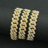 14mm Rhombus Prong Cuban Link Chain Necklace Iced Out HipHop Men Jewelry