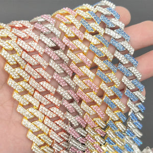 14mm Rhombus Prong Cuban Link Chain Necklace Iced Out HipHop Men Jewelry