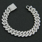 14mm Rhombus Prong Cuban Link Chain Necklace Iced Out HipHop Men Jewelry