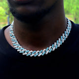 14mm Rhinestone Paved Cuban Link Chain Necklace HipHop Jewelry