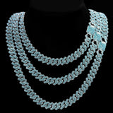 14mm Rhinestone Paved Cuban Link Chain Necklace HipHop Jewelry