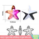 14mm Starfish Pendant Glass Beads Crystal Charms DIY Jewelry Making 12pcs/lot