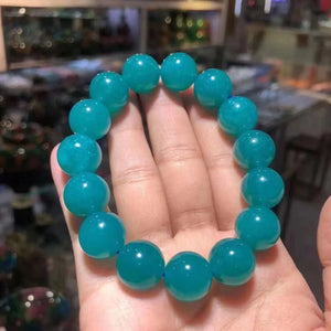 14mm Natural Amazonite Green Necklace Hand String Bracelet Jewelry