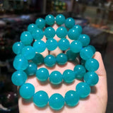 14mm Natural Amazonite Green Necklace Hand String Bracelet Jewelry