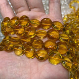 14mm Natural Citrine Beads 15'' Coin Yellow DIY Loose Beads