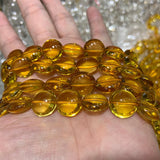 14mm Natural Citrine Beads 15'' Coin Yellow DIY Loose Beads