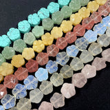 14mm Natural Flower Quartz Crystal Agates Jades Stone Beads Spacer Loose