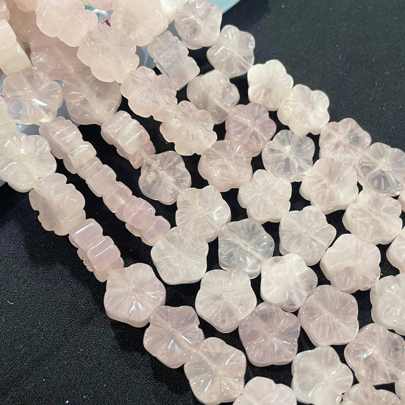 14mm Natural Flower Quartz Crystal Agates Jades Stone Beads Spacer Loose