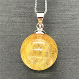 14mm Natural Rutilated Pendant Wealth Healing Gift Luck Crystal Stone