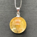 14mm Natural Rutilated Pendant Wealth Healing Gift Luck Crystal Stone