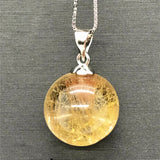 14mm Natural Rutilated Pendant Jewelry Wealth Gift Healing Crystal