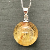 14mm Natural Rutilated Pendant Jewelry Wealth Gift Healing Crystal