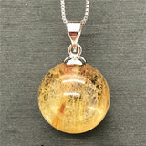 14mm Natural Rutilated Pendant Jewelry Wealth Gift Healing Crystal