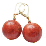 14mm Red Grass Coral Gemstone Beads Earring Mother's Gift