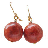 14mm Red Grass Coral Gemstone Beads Earring Mother's Gift