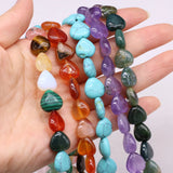 14mm Semi-precious Stone Beads Heart Tiger Eye Opal Agates Quartz