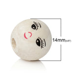 14mm Wood Spacer Beads Smile Face DIY Loose Beads, 100PCs