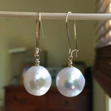 14mm Baroque Freshwater Pearl Earrings 14k - Party CARNIVAL Easter Women