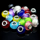 14mm Resin Silver Plated Charms Beads for Bracelets, DIY European Beads