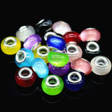 14mm Resin Silver Plated Charms Beads for Bracelets, DIY European Beads