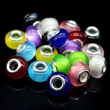 14mm Resin Silver Plated Charms Beads for Bracelets, DIY European Beads