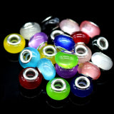 14mm Resin Silver Plated Charms Beads for Bracelets, DIY European Beads