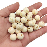 14mm Round Green Wood Letter Beads for DIY Jewelry Making 50Pcs